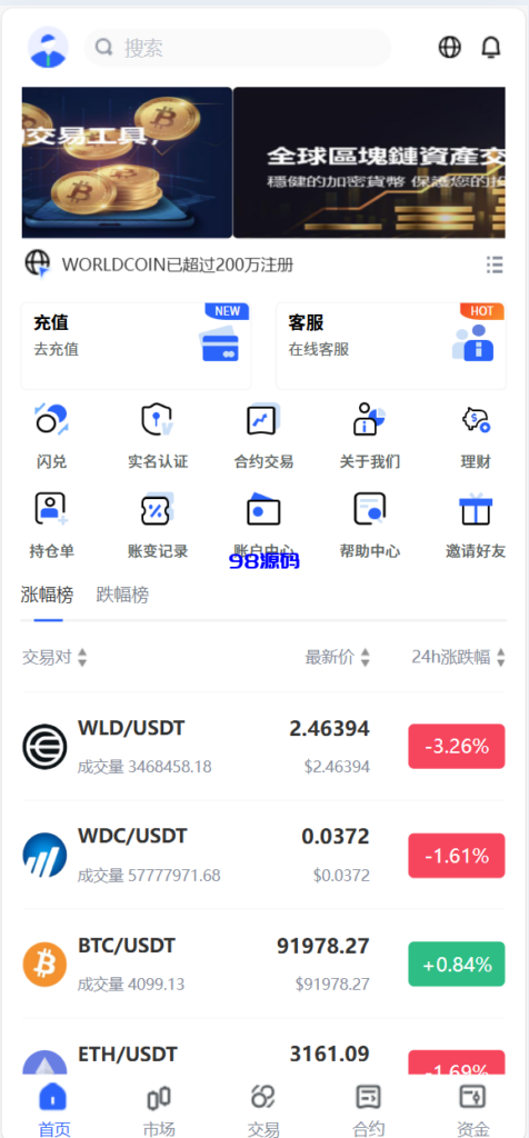 java交易所全开源多语言数字货币交易所 采用VUE和Java开发 代理分销模式 永续合约-98源码
